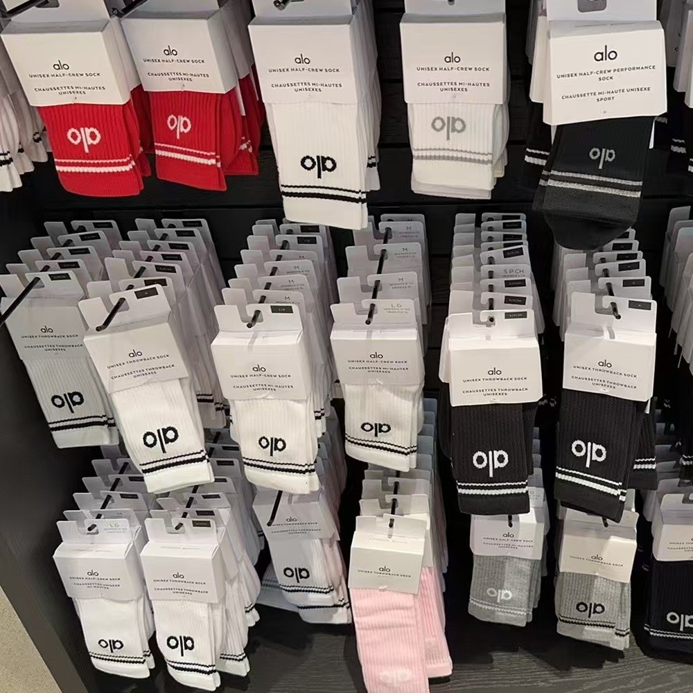Alo Yoga Meias Algodão Tubo Médio Esportes 80 % Quatro Estações Longas Femininas Homens E Mulheres