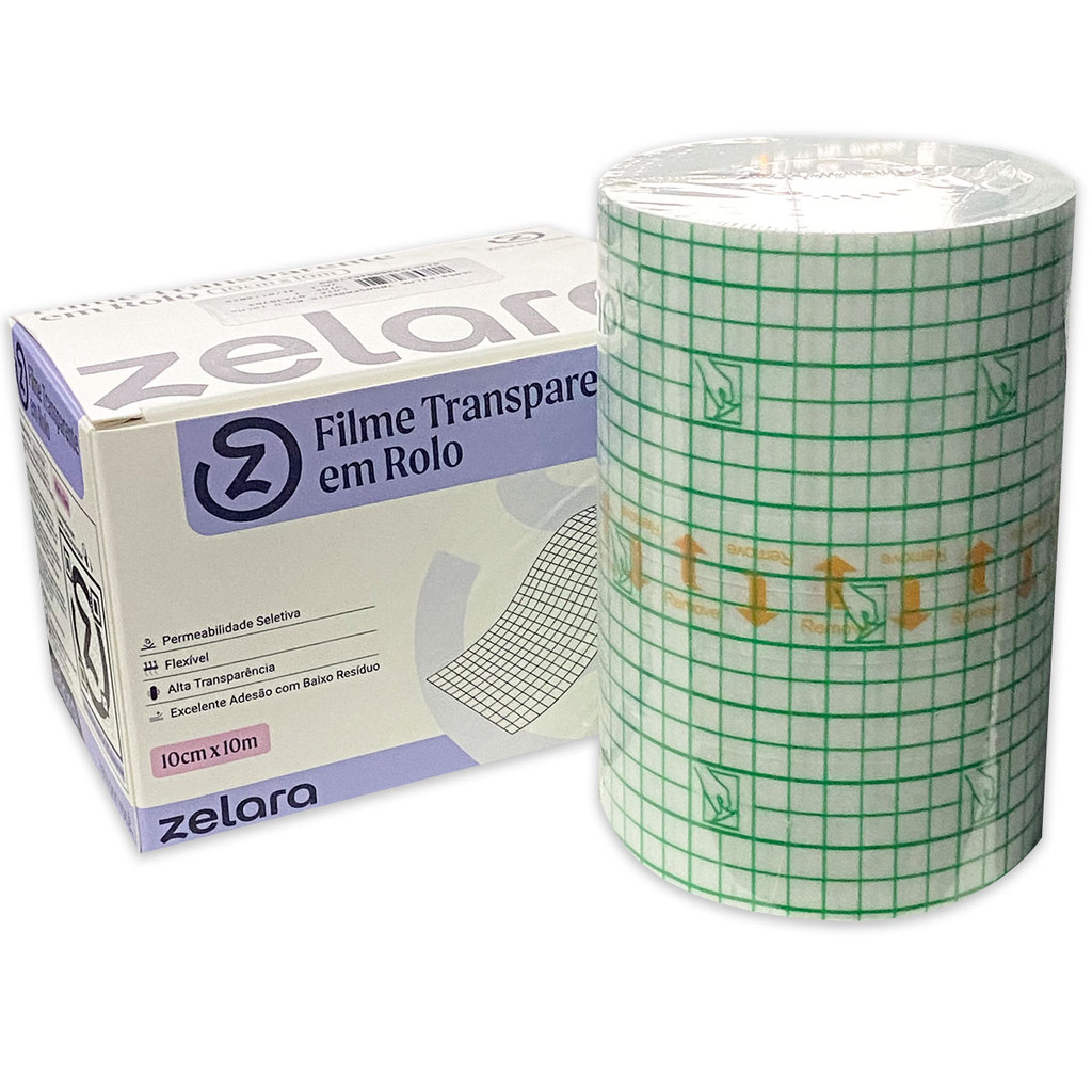 Filme Transparente Em Rolo Zelara 10cmX10m para Curativos e Fixação