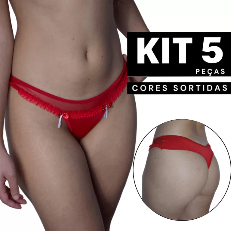 Kit 5 Calcinha Com Sabonete Rendada Confortável F