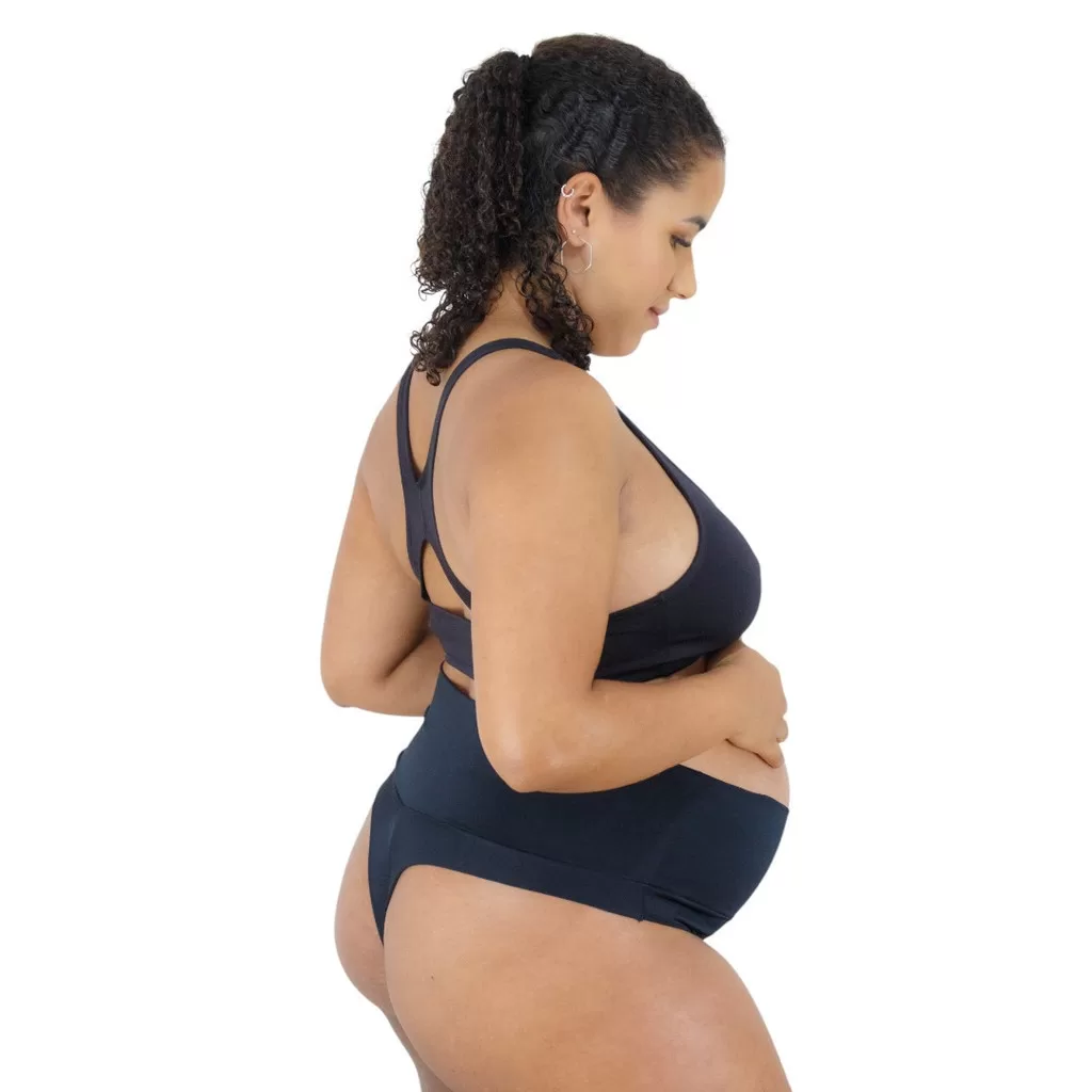 Kit 5 Calcinhas Cós Alto Gestante Grávida Pós Parto Fio Duplo Não Marca