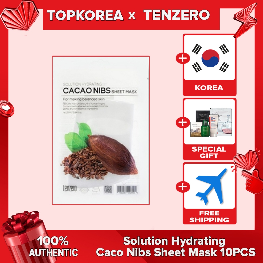 Tenzero Solution Hidratante Caco Nibs Sheet Mask 10PCS TOPKOREA Envio Da Coreia