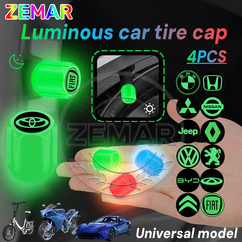 4 Pçs Tampas Luminosas Da Válvula Do Pneu De Carro Automotivo Motocicleta Bicicleta Noctilucente Tam
