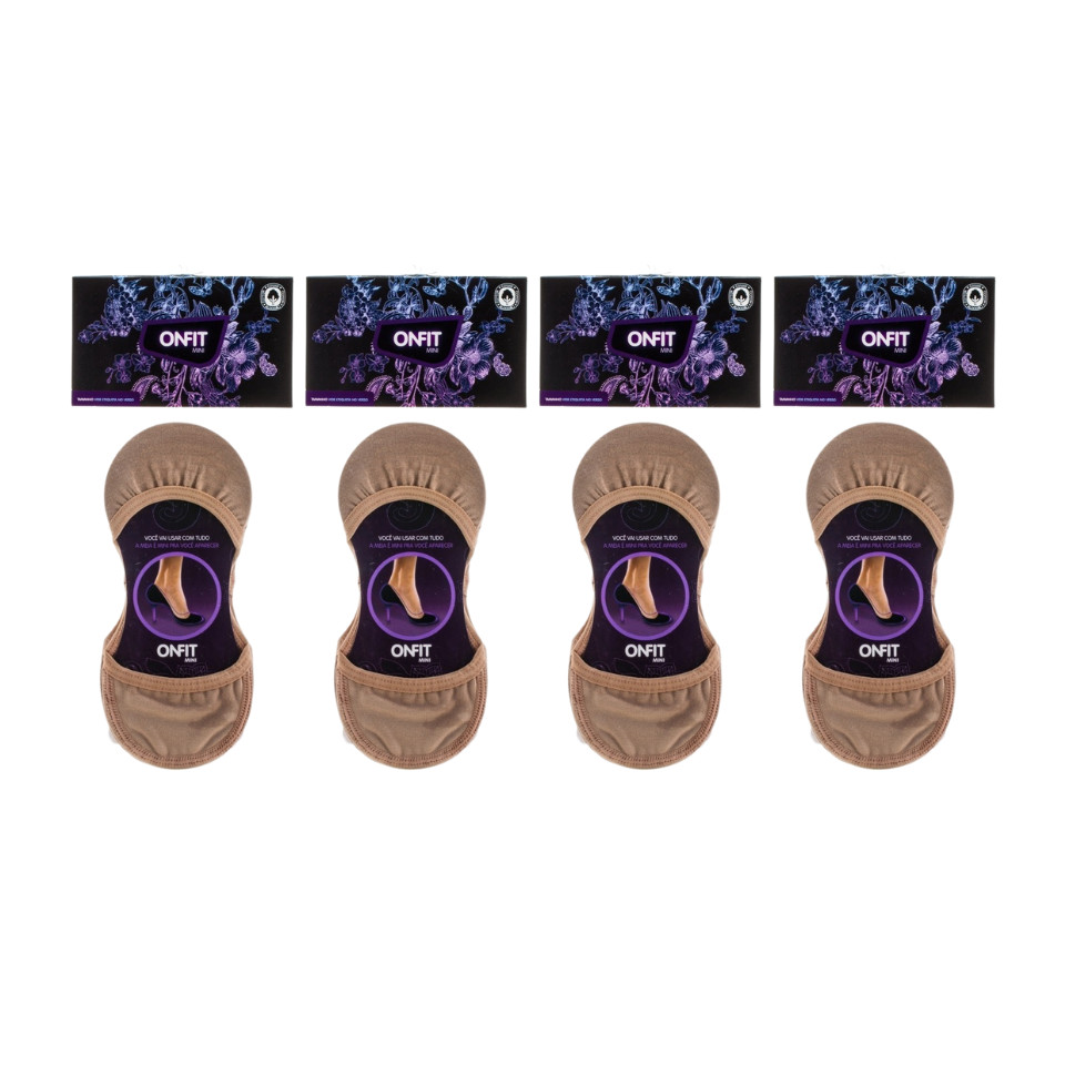 KIT MEIAS ONFIT MINI 4 PARES ALGODÃO NUDE BEGE TAM 36 a 39