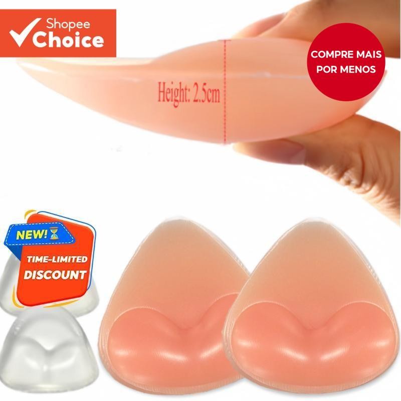 Almofadas De Sutiã De Silicone À Prova Dágua-Inserções De Biquíni Autoadesivas (Grossas , Triangular