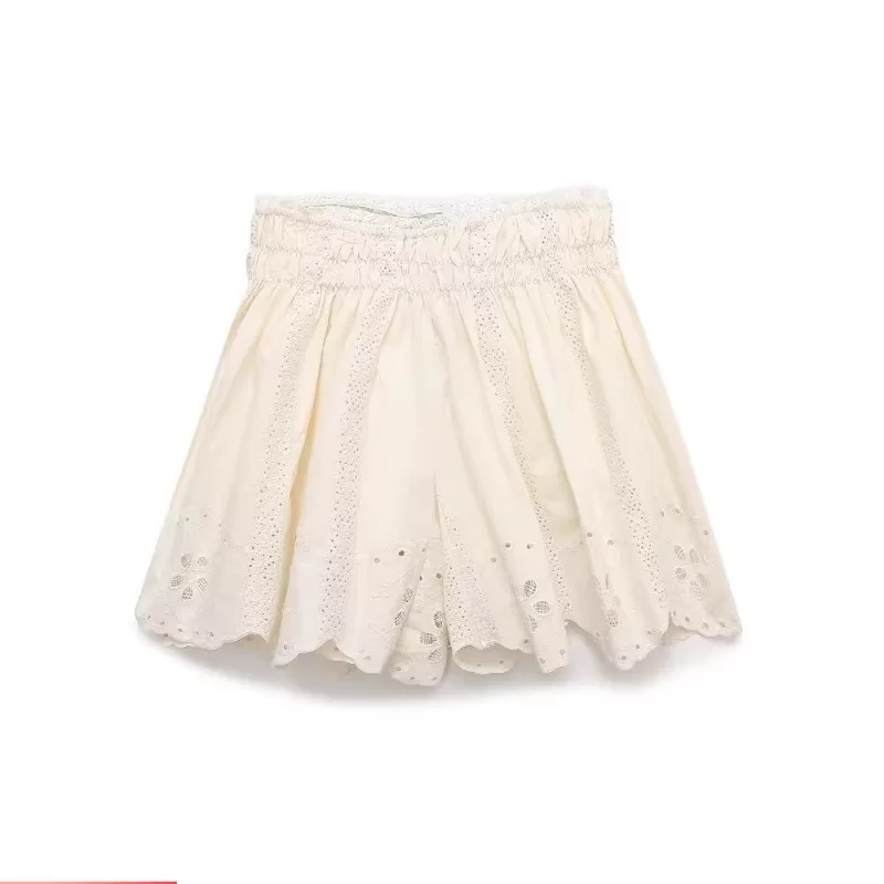 Novas Culottes casuais bordados estilo europeu americano feminino  0881402
