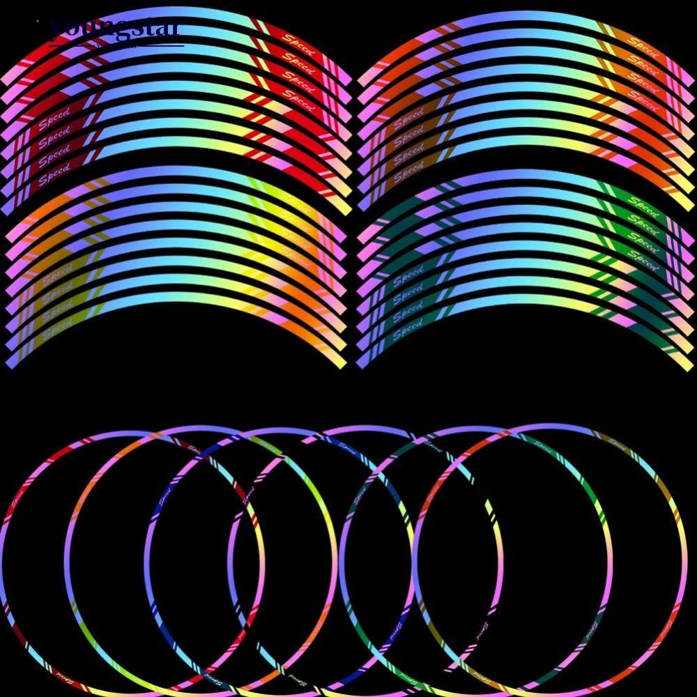 YOUNGSTAR 16Pcs Adesivo Refletivo De Roda De Motocicleta Aro 17  Colorido C9D8