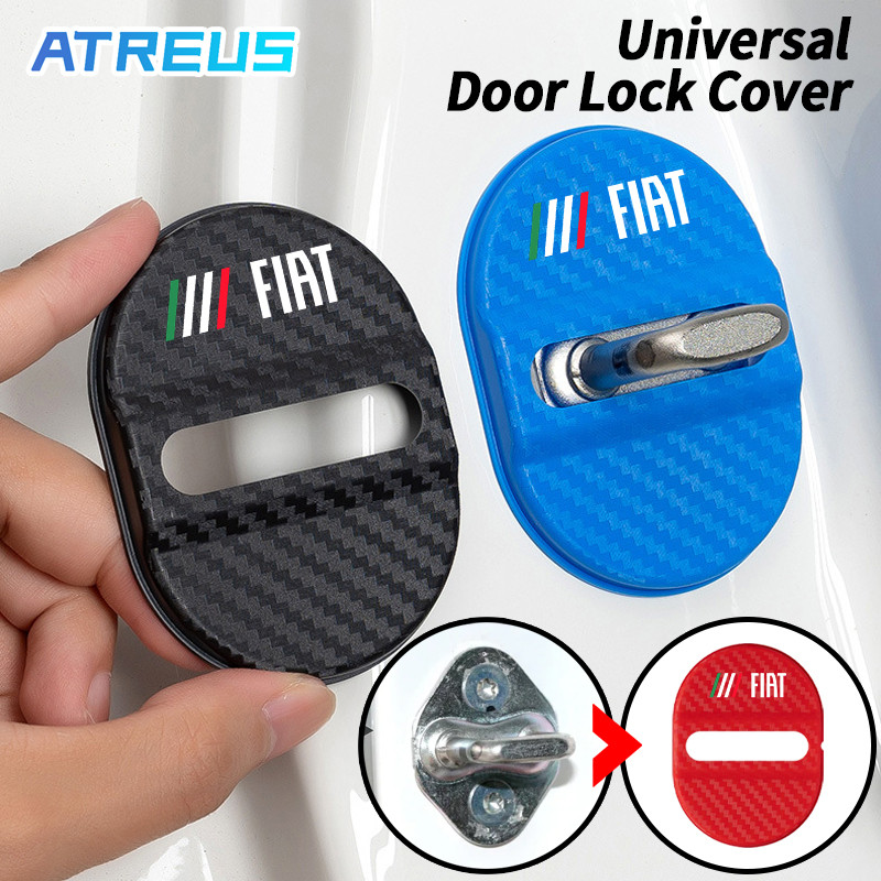 1/4 Pçs Para Fiat Fibra De Carbono Tampa De Proteção Da Fechadura Da Porta Do Carro Auto Porta Fecha