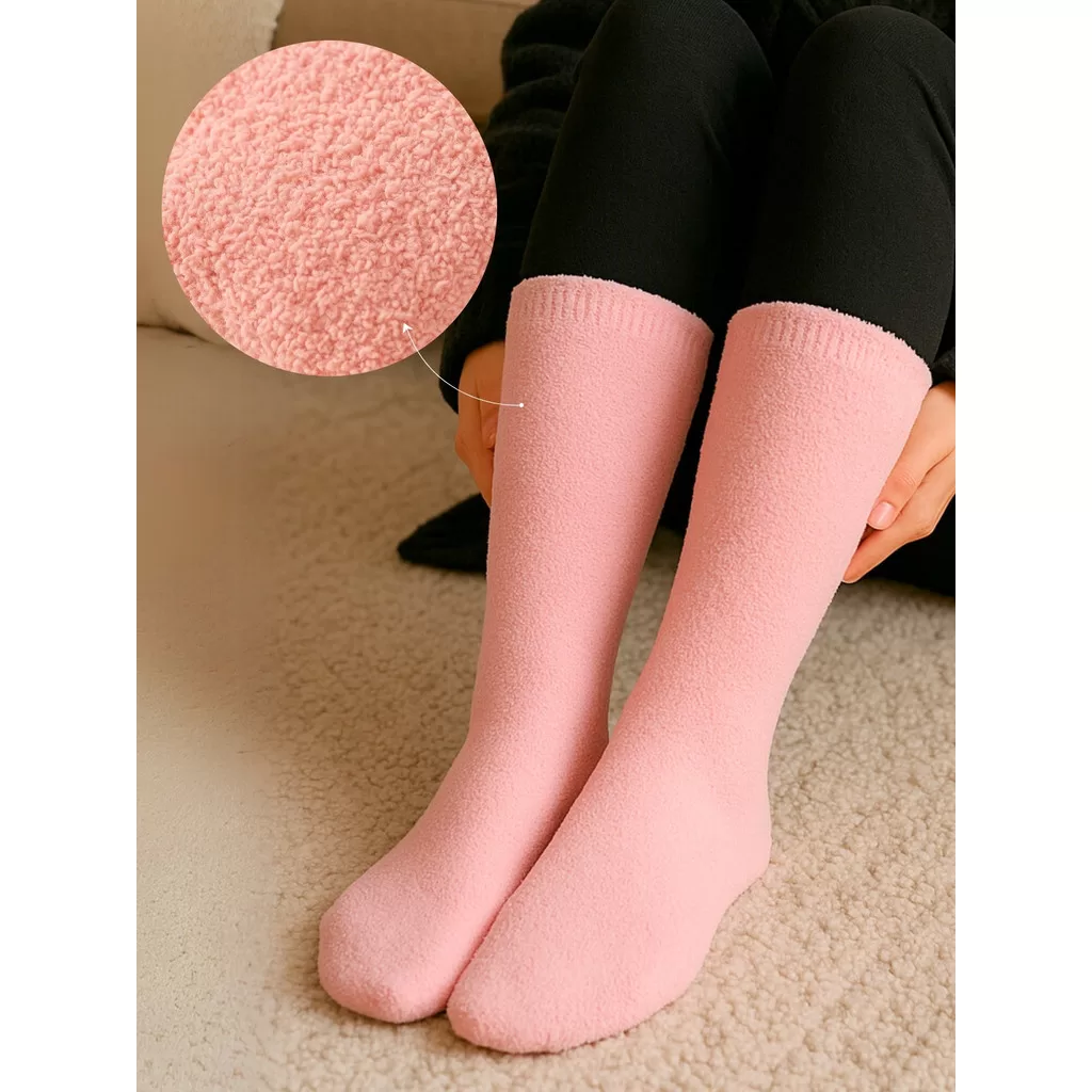 Kit Meias Felpudas Cano Alto Unisex Premium Inverno Confortável Peluciada