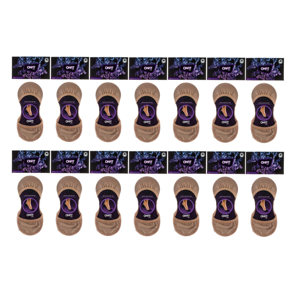 KIT MEIAS ONFIT MINI 14 PARES ALGODÃO NUDE BEGE TAM 36 á 39