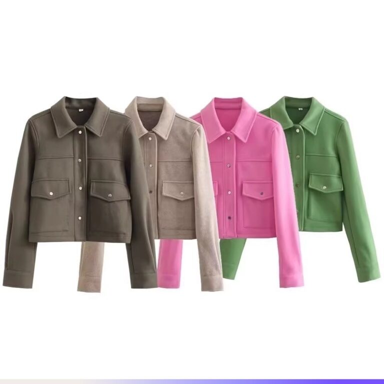 Nova moda feminina Casual macio jaqueta curta lape