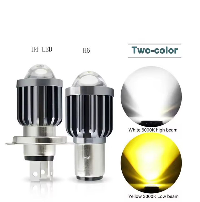 Farol Universal Para Motocicleta , H4/H6 , 12V , Led , Feixe Alto/Baixo , Lâmpadas 12000LM , Super B