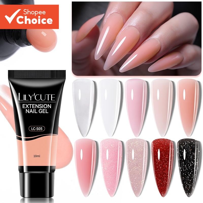 LILYCUTE 10ml Extensão De Unhas Gel Extensor De Cristal Poli Dicas E Arte De Beleza Para Mais Longas
