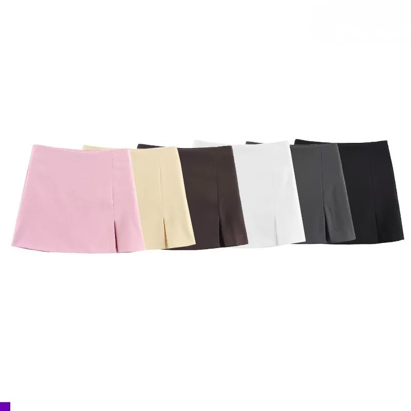 estilo Europa americano feminino novo 2025 moda All-Match Hem Fende Design Culottes1608041