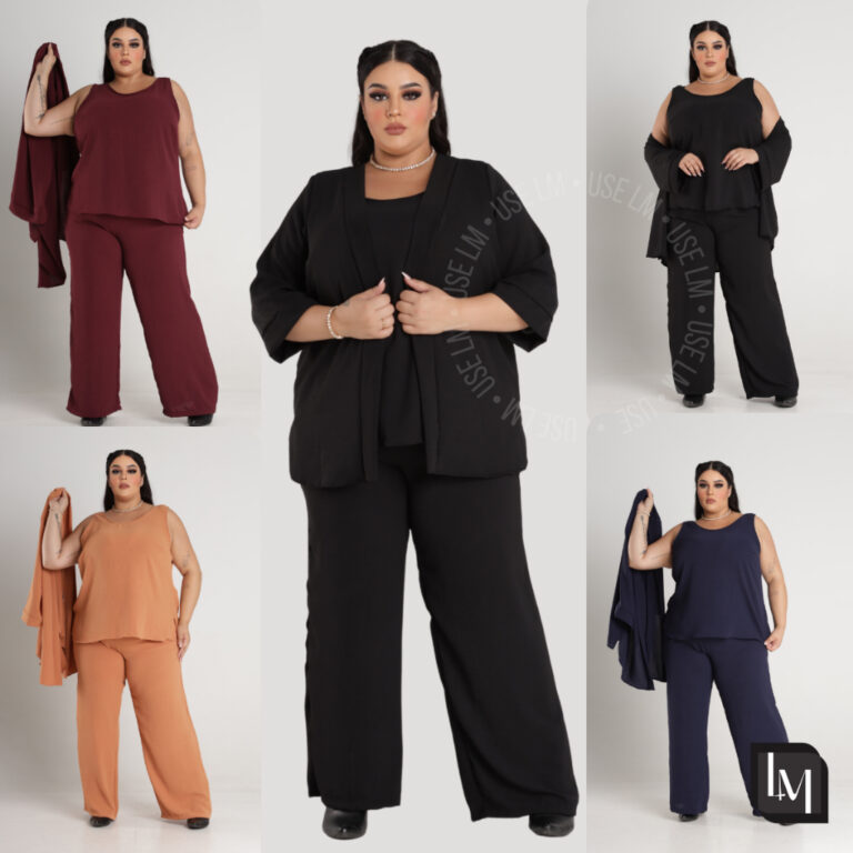 Conjunto Duna Kimono Calça Pantalona Regata Tecid