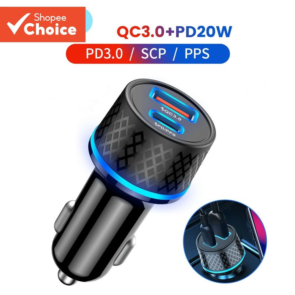 Carregador De Carro De Portas Duplas PD20W De Carregamento Rápido Tipo C Adaptador De Telefone Prata