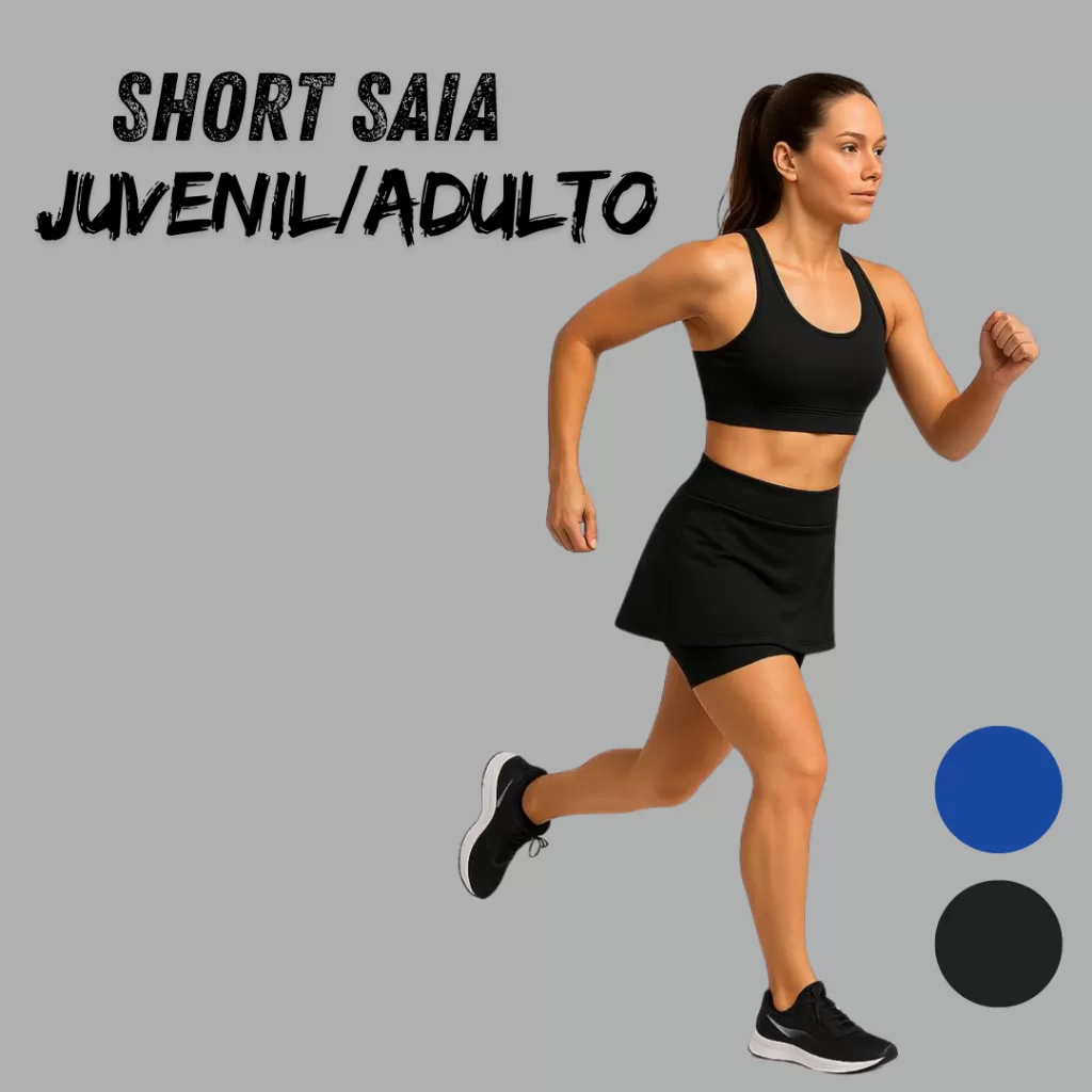 Short Saia Fitness Academia Dryfit Feminino Juvenil/Adulto Estilo Bailarina Treino Beach Academia