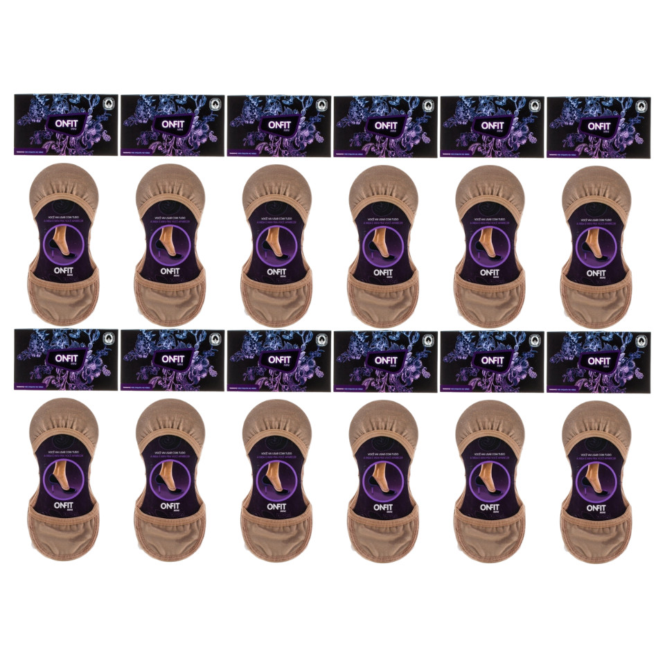 KIT MEIAS ONFIT MINI 12 PARES ALGODÃO NUDE BEGE TAM 36 Á 39