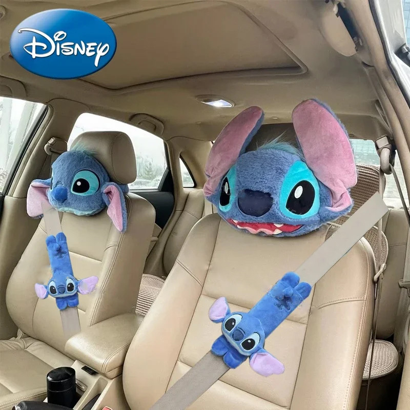 Encosto De Cabeça Para Carro Lilo E Stitch , Universal Seat Back Cobertura Do Cinto De Segurança Lom