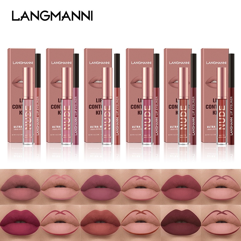 Langmanni | Conjunto De 2 Peças De Brilho E Lápis Labial Efeito Fosco