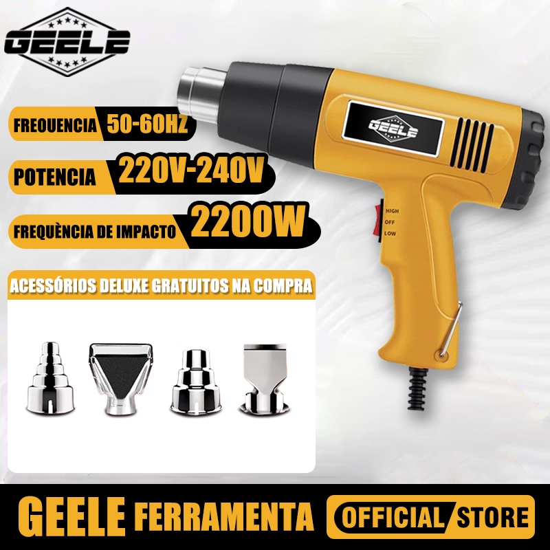 Soprador Térmico 2200w 220V Ar Quente 2 Velocidades  temperatura até 520 °C GEELE