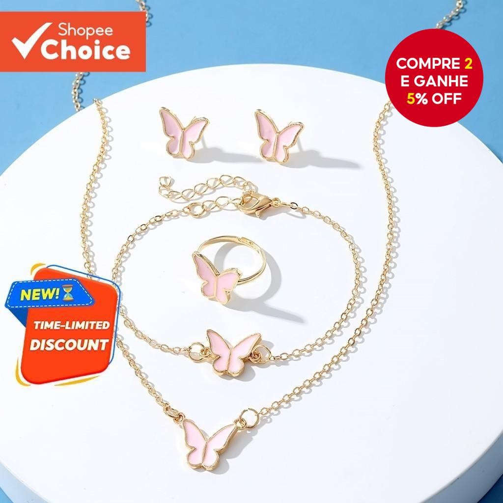 Múltiplas opções elegante conjunto de jóias femininas combinação colar anel brincos pulseira conveni