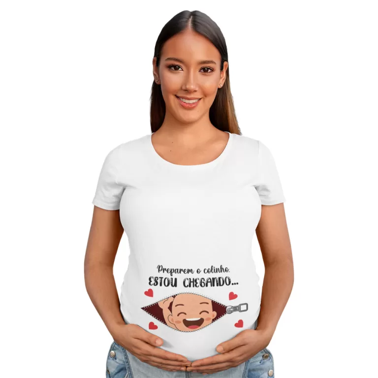 Camiseta Bata Longa Gestante Frase Preparem O Coli