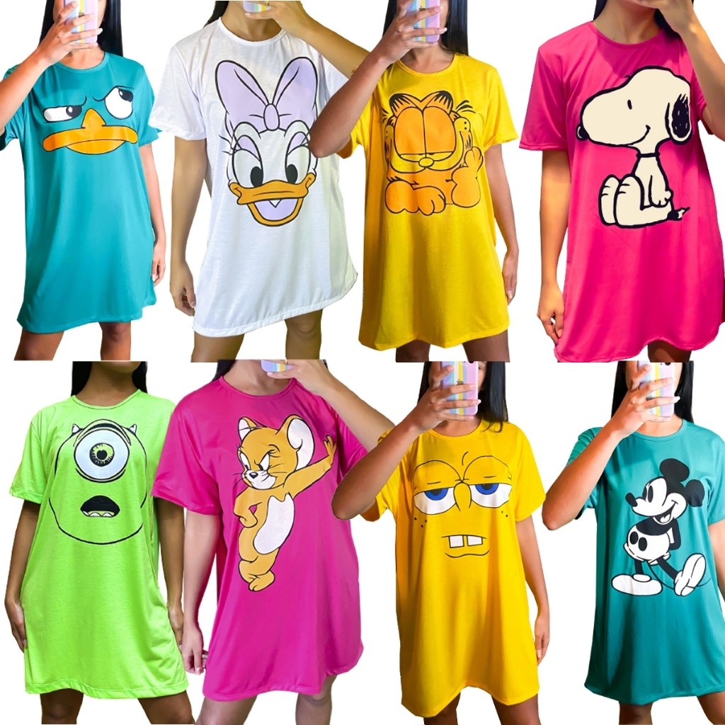 Kit 3 Camisola Plus Size Meia manga em Malha Estampas Sortidas