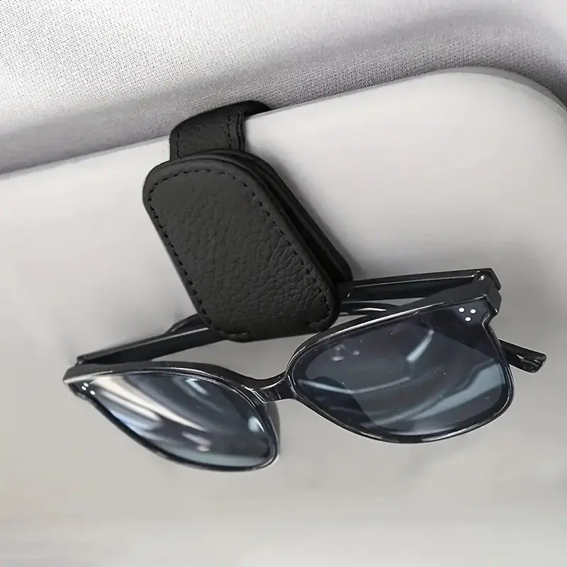 Suporte de Óculos para Carro Porta Óculos Clipe Magnético em Couro PU / Viseira Veicular Universal