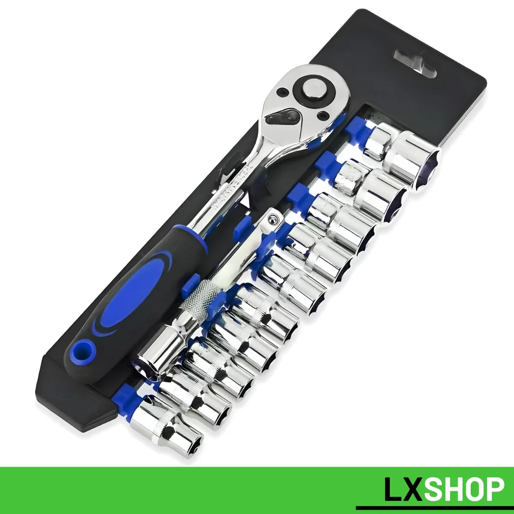 Chave Catraca 1/2 com Soquetes Sextavados 12 Peças e Extensão – Aço Cromo Vanádio