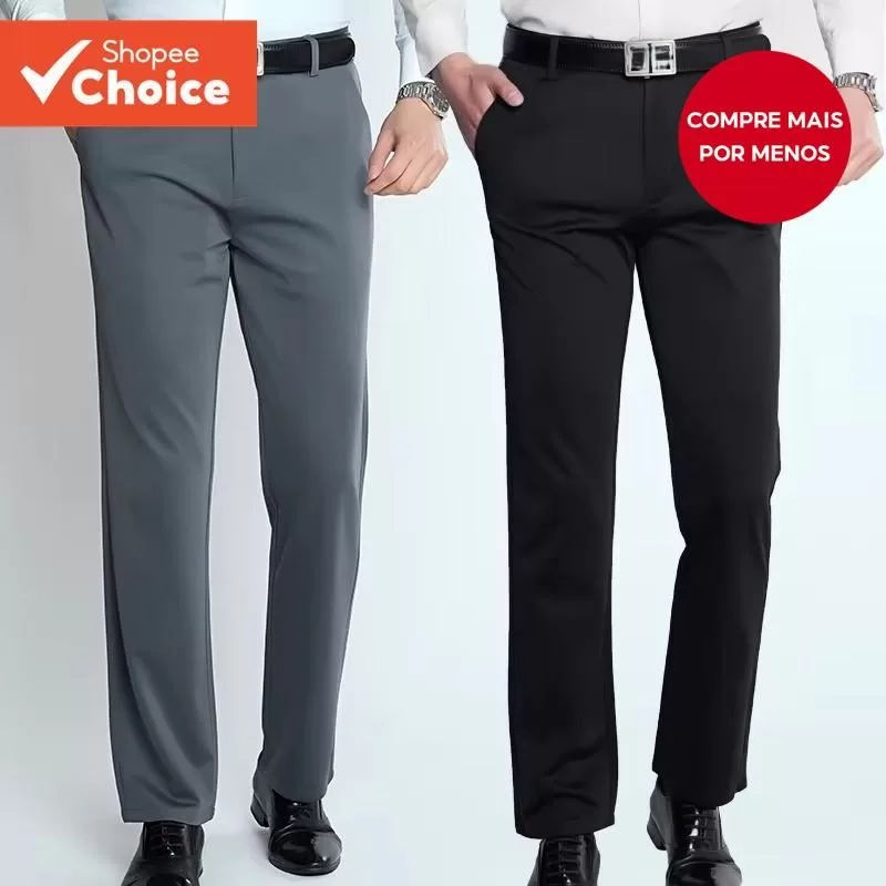 Calça Masculina De Negócios Slim Fit  Formal Elástica Fina De Verão (Tamanho 28-40)