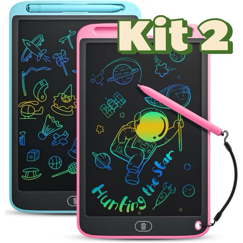 Kit 2 Quadro-Negro Mágico Tela LCD 8.5/10/12 Polegadas Tablet Infantil Para Escrita E Desenho