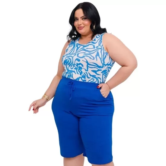 Bermuda Capri Com Bolsos Lateral Viscolycra Cores 