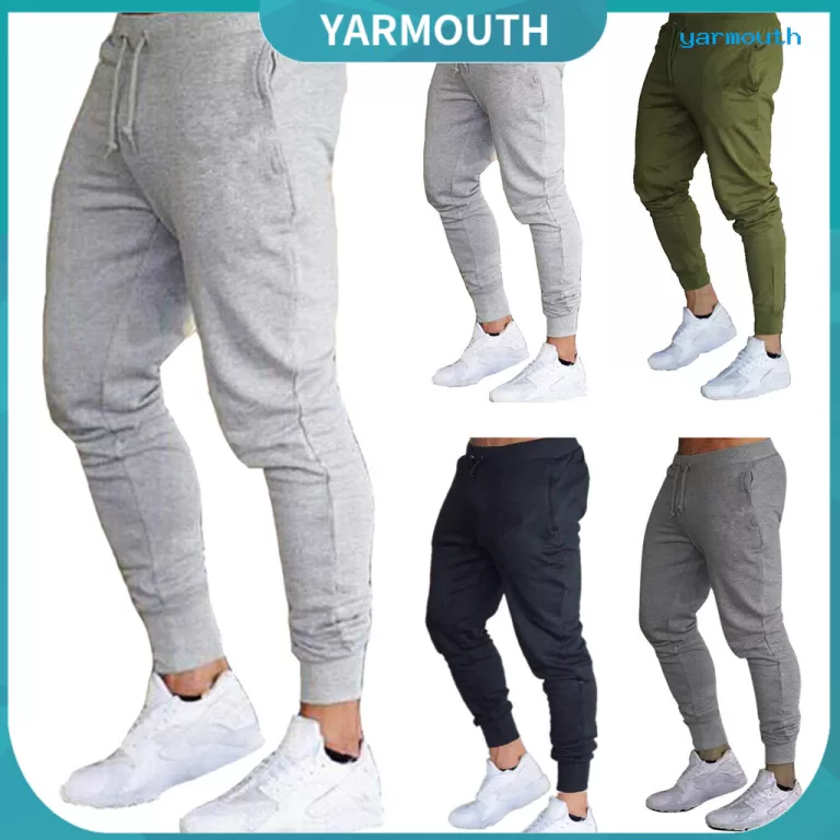 [YAR] Calça De Moletom Masculina Slim Fit Com Cor