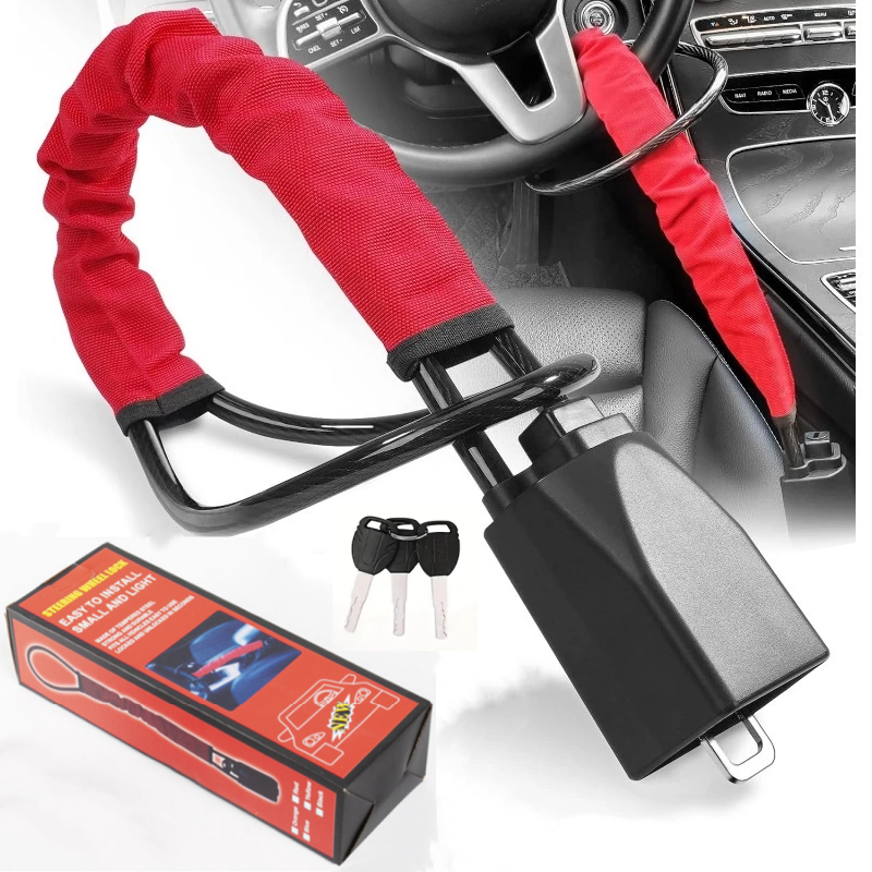 Volante Anti-roubo bloqueio cinto de segurança do carro veículo 3 chaves