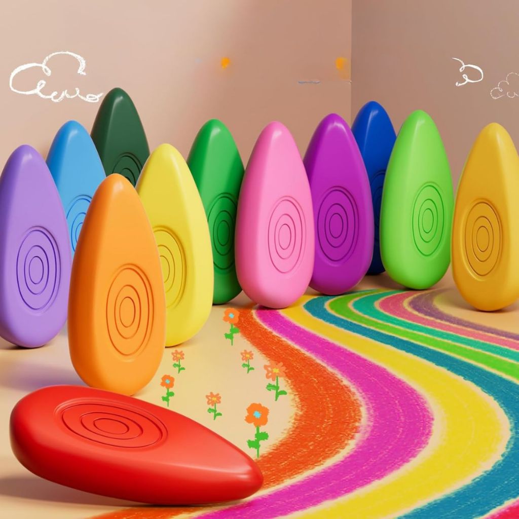 Giz de Cera Plástico Pintura Giz Pintura Sem Parar Não Quebra Giz Escolar Infantil Plástico 12 Cores