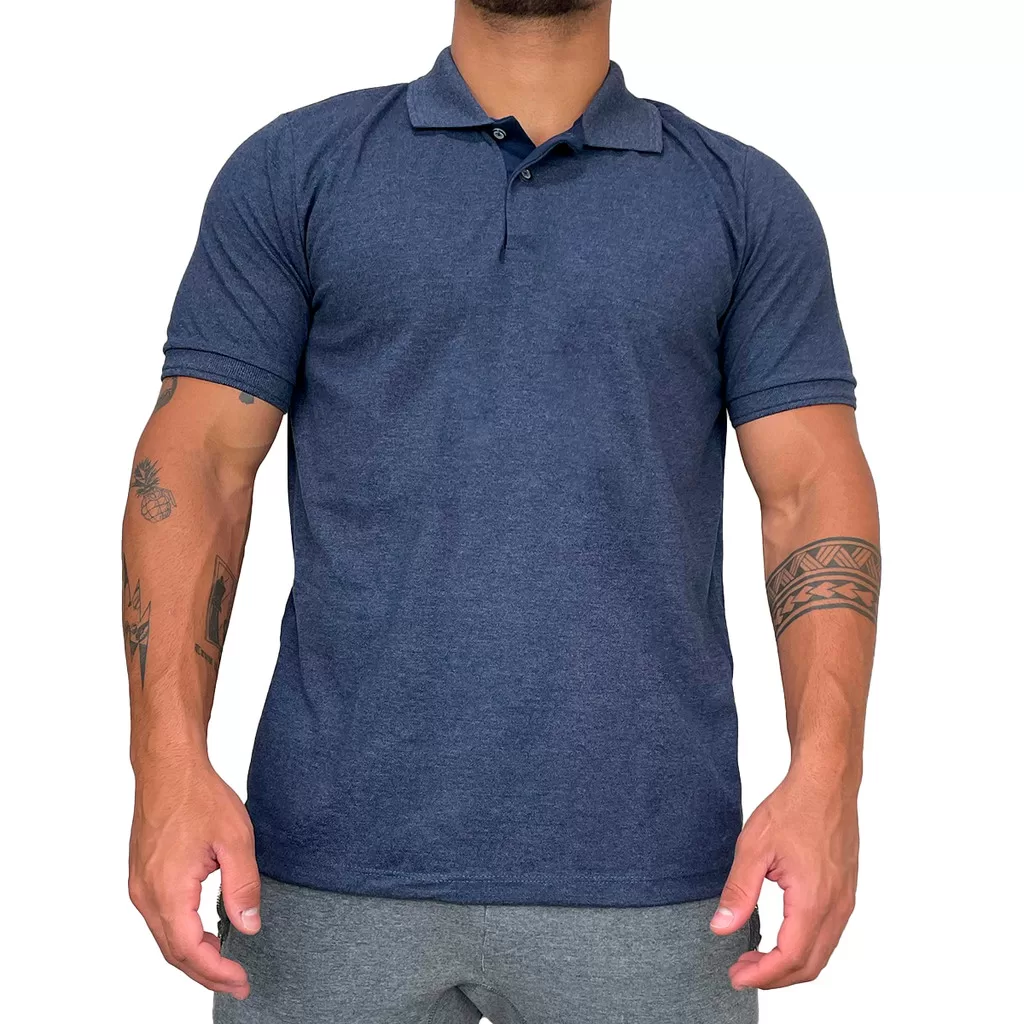 Camiseta Polo Manga Curta Slim Malha Piquet Casual Confortável Ogochi