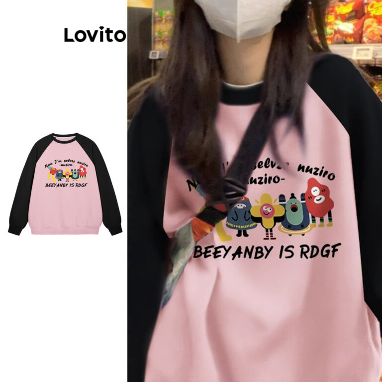 Lovito Moletom casual liso com blocos de cores par