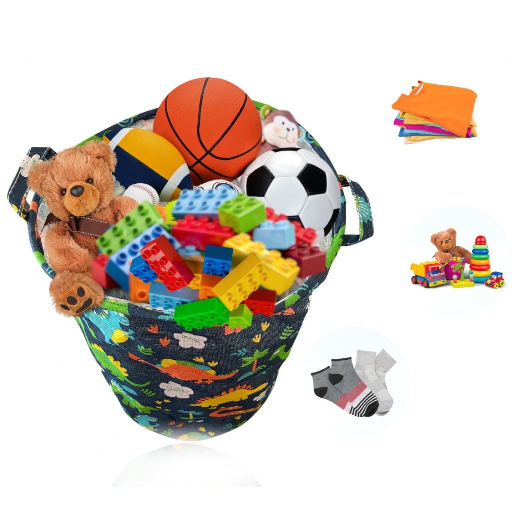 Cesto Dobrável de Tecido Organizador Brinquedos Roupas Grande
