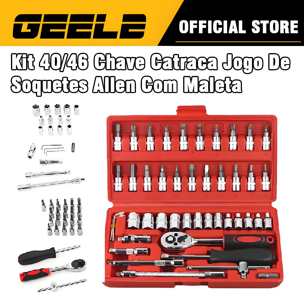 Jogo De Chave Catraca Caixa De Ferramentas Completa Reversível Soquetes Maleta 40 Peças / 46 Peças
