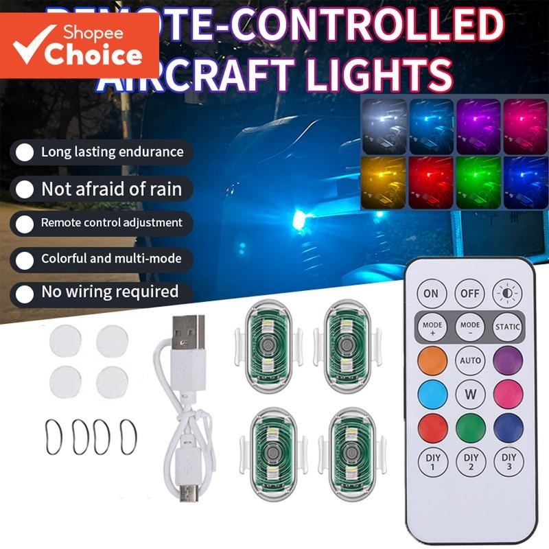 7 Cores Remoto RGB LED Luz Estroboscópica Para Aeronaves Motocicleta HD De Advertência Sem Fio