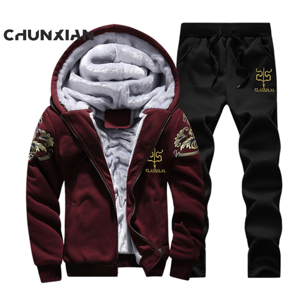 Lã Lã Lã Moletom Traje Inverno Novo Estilo Lã Lã com Capuz Moletom Casual Traje Quente Jaqueta Mascu