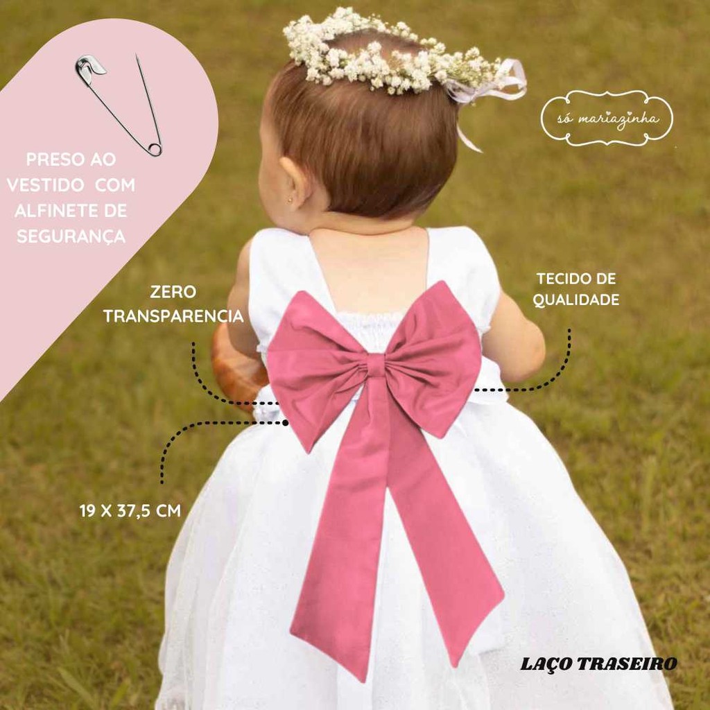 Laço ROSE Para Vestido Decoração Acessório De Vestido Festa Em Tafeta tamanho unico REF4205