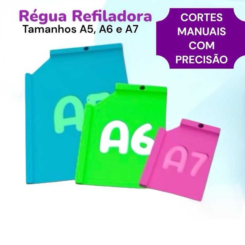 Régua Refiladora Base de Corte A5, A6, A7 arte papelaria encadernadora