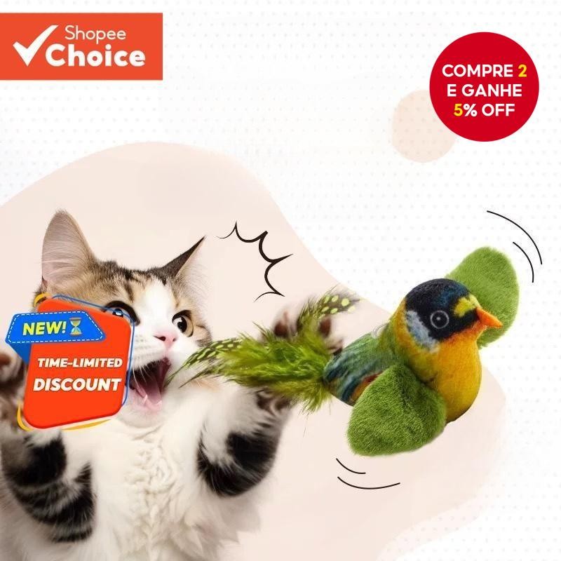 Brinquedo Interativo Para Gatos Com Som De Pássaro  Boneca Animal Vocalização Realista