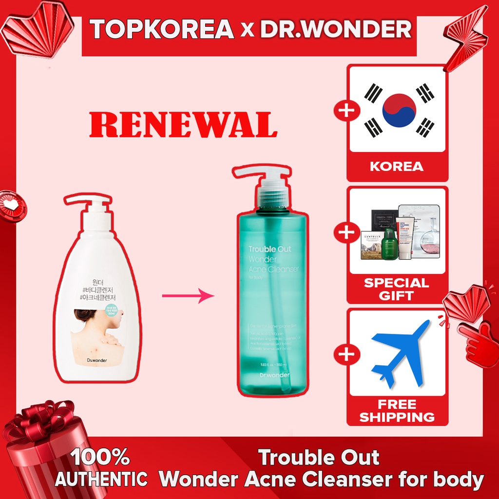 Dr.wonder Novo Trouble Out Wonder Acne Cleanser Para Corpo 350ml/TOPKOREA/Envio Da Coreia