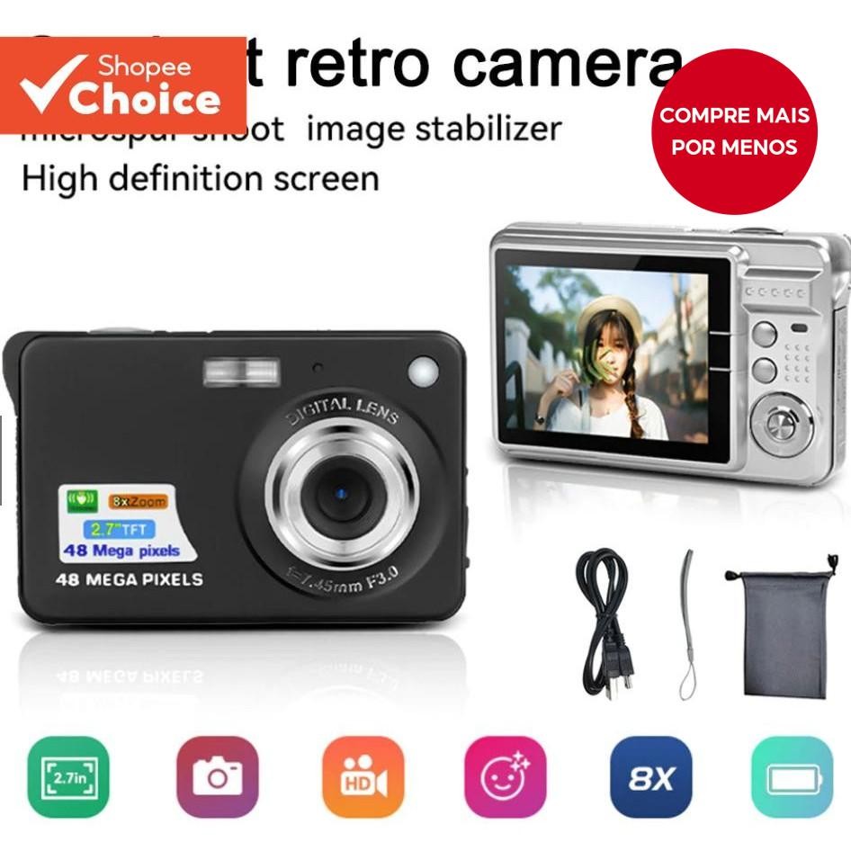 Filmadora 48MP Foto 8X Zoom AntiShake 27 Polegadas Grande Câmera Digital CCD48 1080P HD Vídeo