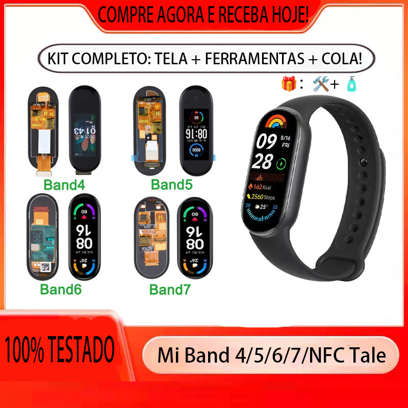 Kit Reparo Oficial Kit Reparo Original Xiaomi Mi Band 4/5/6/7 NFC Fácil em 15 Min Substituição de Te