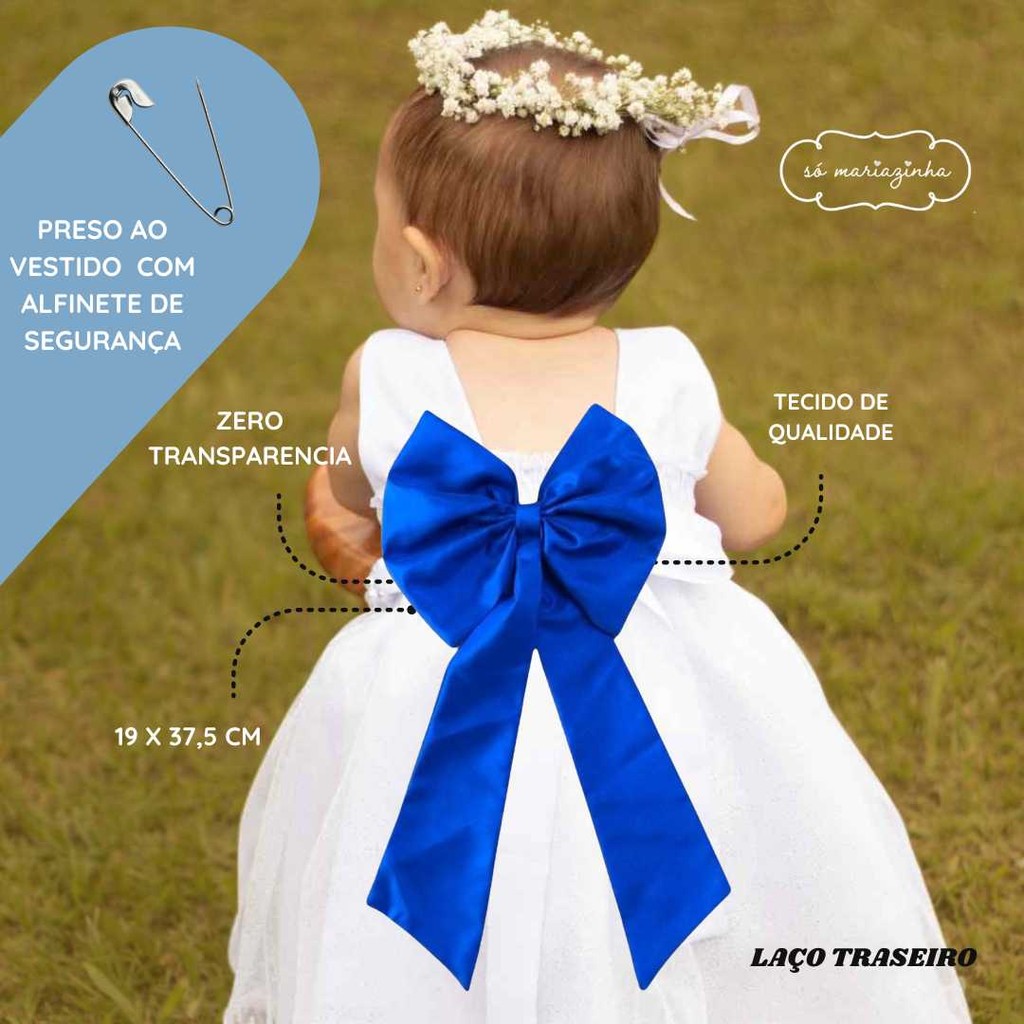 Laço AZUL ROYAL Para Vestido Decoração Acessório De Vestido Festa Em Tafeta tamanho unico REF4205