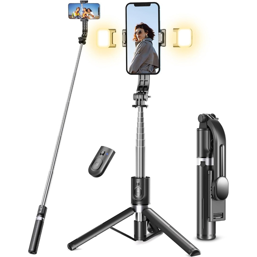 Tripé Selfie Stick Com Luz , 45Controle Remoto Sem Fio , Compatível Telefônico Portátil
