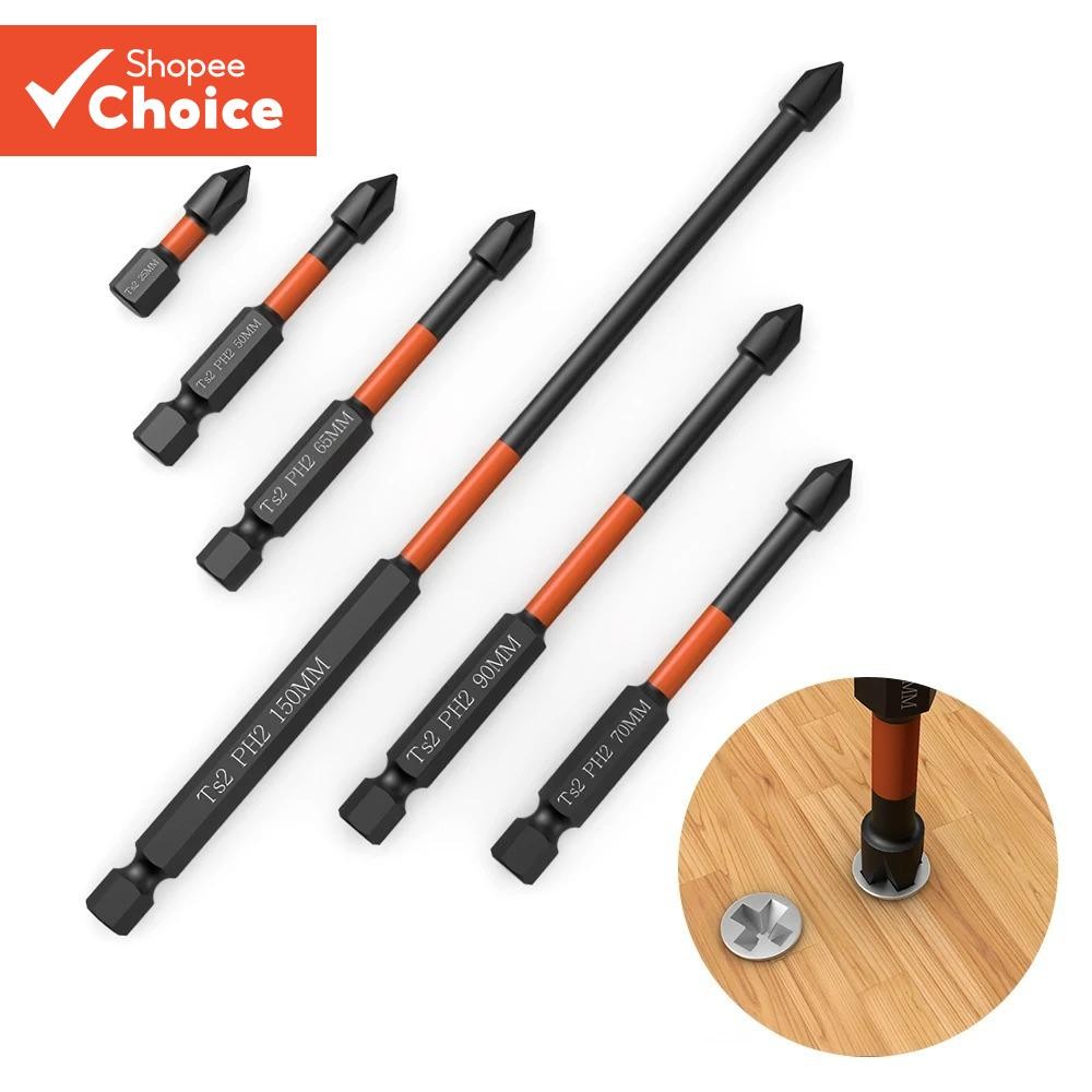 Conjunto De Chave De Fenda Cruzada Magnética PH2 Resistente A Impactos De Alta Dureza 5pcs 25-90mm 6